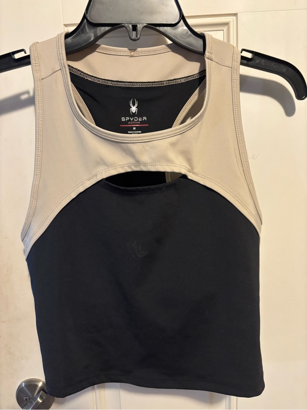 Spyder Two-Tone Black and Beige Athletic Tank